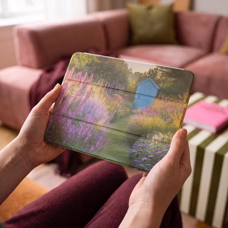 iPad hoes - Tuinhuisje - Blauw - Bloemen — 4