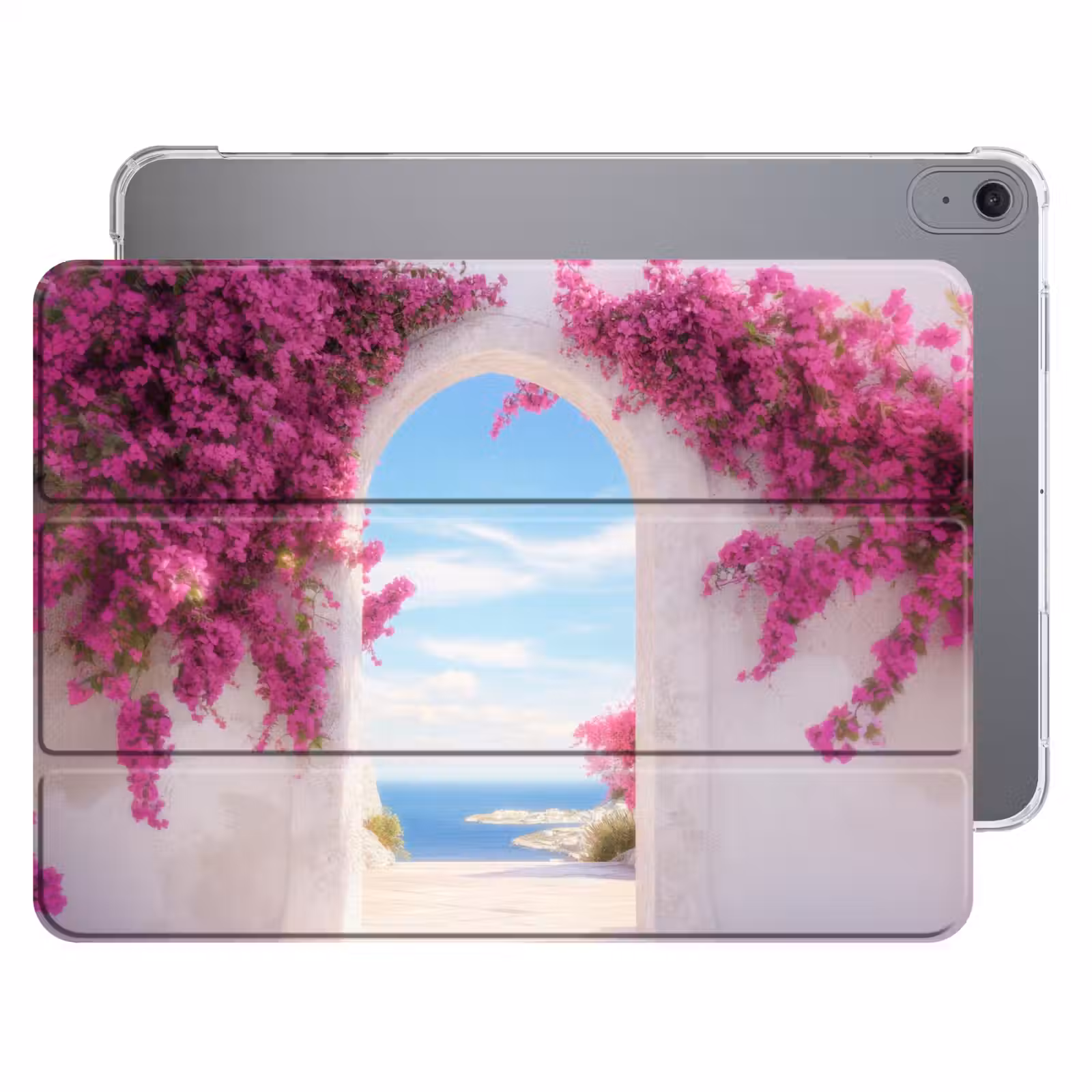 iPad hoes - Zee - Roze - Bloemen - Poort — 1