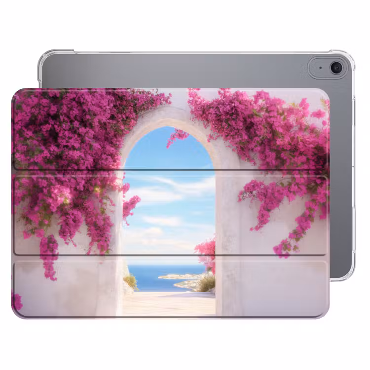 iPad hoes - Zee - Roze - Bloemen - Poort — 1