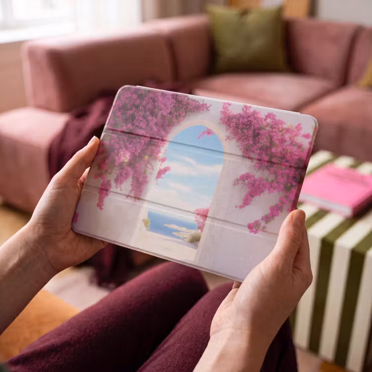 iPad hoes - Zee - Roze - Bloemen - Poort — 4
