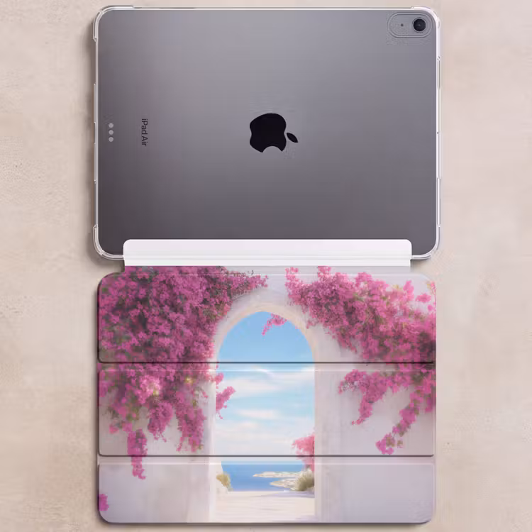 iPad hoes - Zee - Roze - Bloemen - Poort — 6