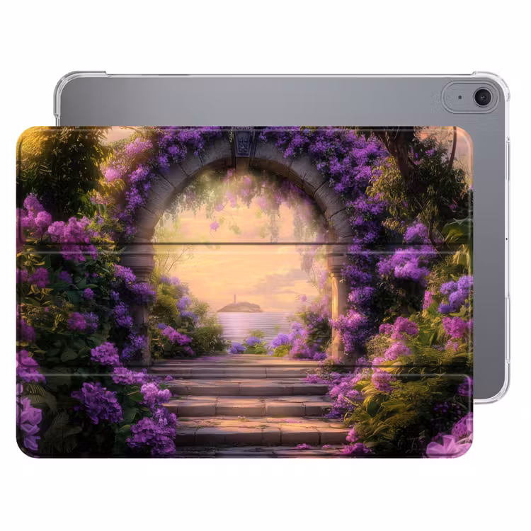 iPad hoes - Poort - Paars - Bloemen — 1