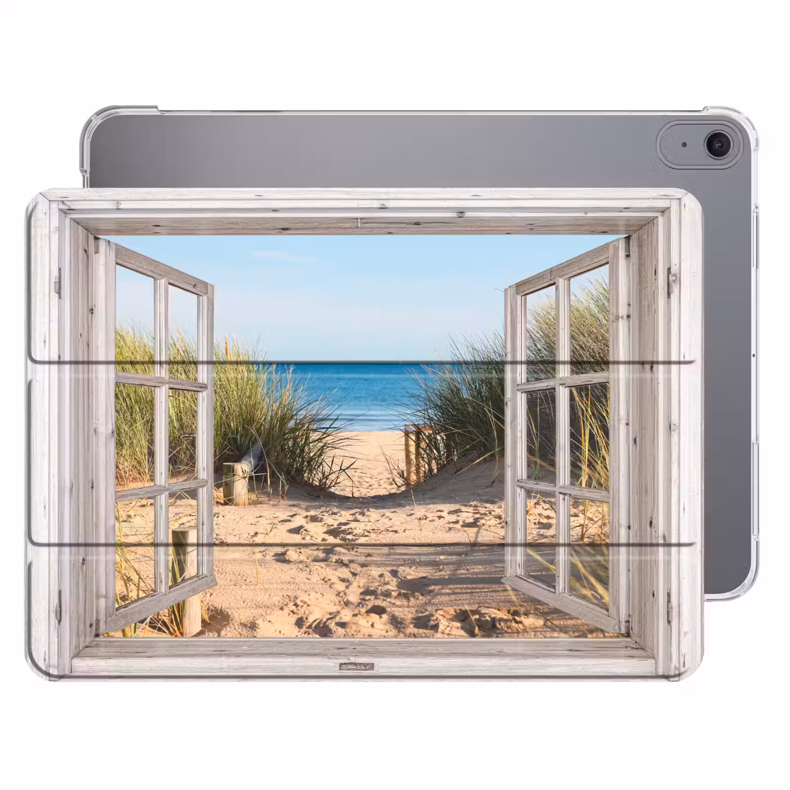 iPad hoes - Doorkijk - Strand - Zee - Duinen - Zand - Water - Helmgras — 1