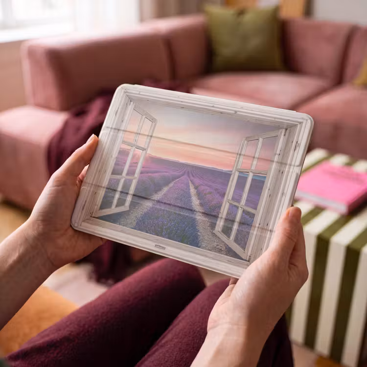 iPad hoes - Doorkijk - Lavendel - Bloemen - Hout - Zonsondergang - Paars — 4