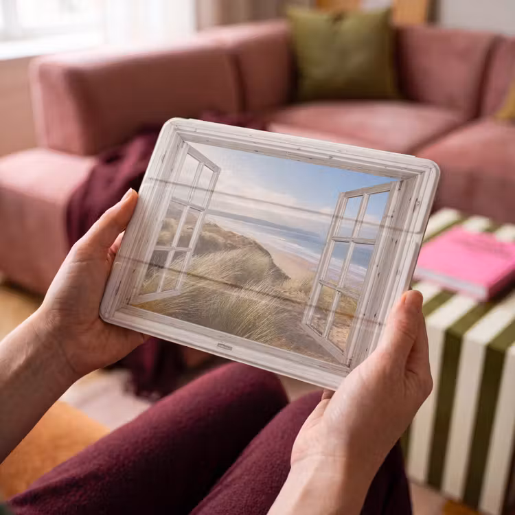 iPad hoes - Doorkijk - Strand - Zee - Duinen - Helmgras - Zand - Blauw — 4