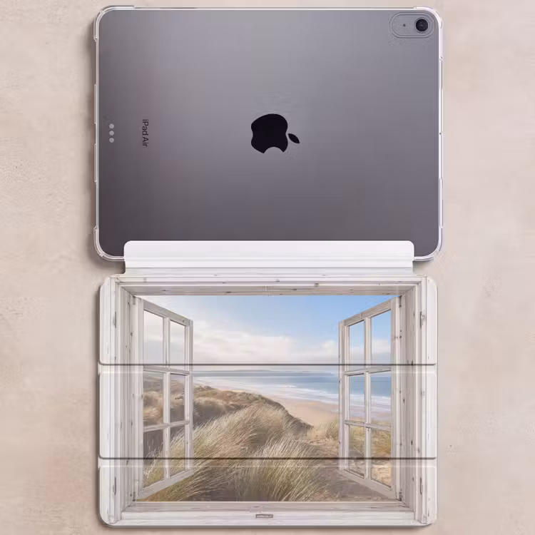 iPad hoes - Doorkijk - Strand - Zee - Duinen - Helmgras - Zand - Blauw — 6