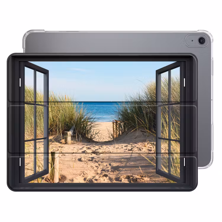 iPad hoes - Doorkijk - Strand - Zee - Zand - Water - Helmgras - Duinen — 1