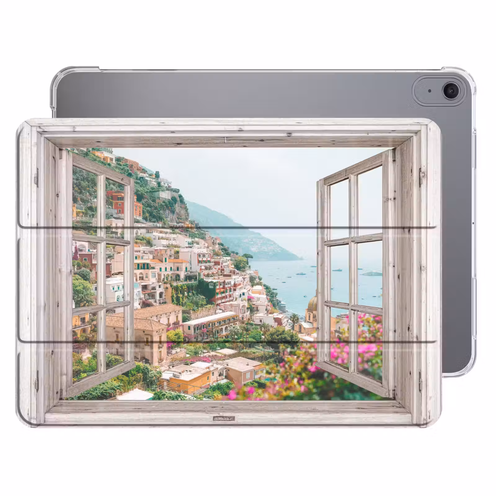 iPad hoes - Doorkijk - Italië - Bloemen - Zee - Kust - Stad - Bergen — 1