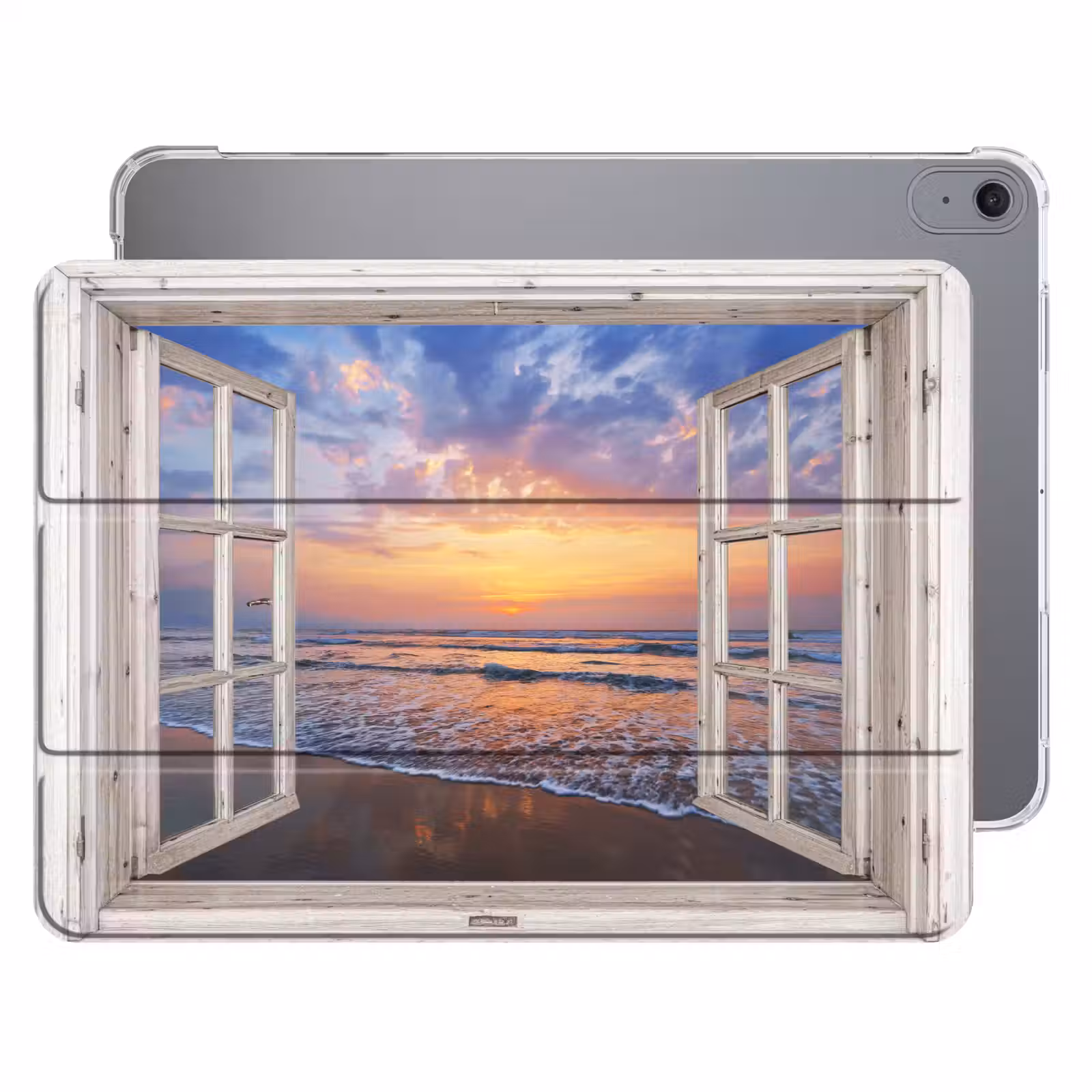 iPad hoes - Doorkijk - Zee - Strand - Zonsondergang - Blauw — 1