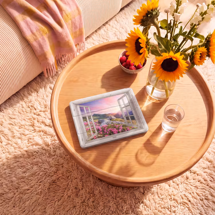 iPad hoes - Bergen - Landschap - Doorkijk - Bloemen - Avond - Roze — 2