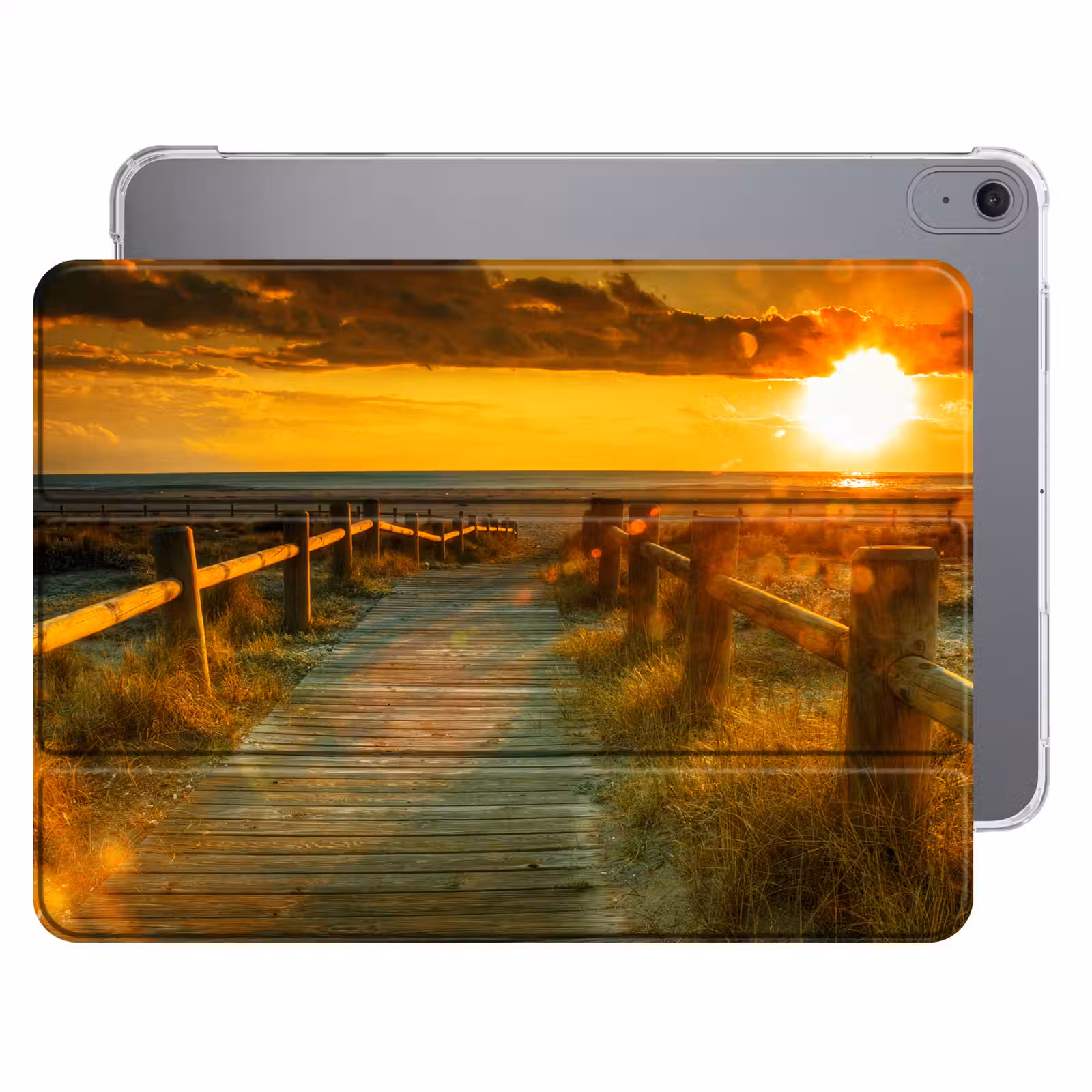 iPad hoes - Zon - Strand - Duin - Horizon - Gras - Pad - Oranje — 1