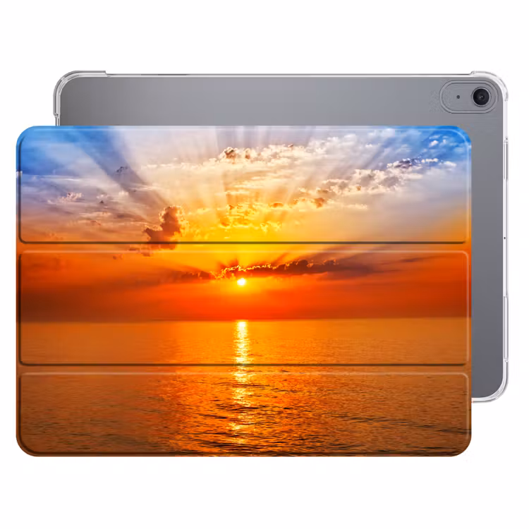 iPad hoes - Zonsondergang - Zee - Lucht - Oranje - Horizon - Water — 1