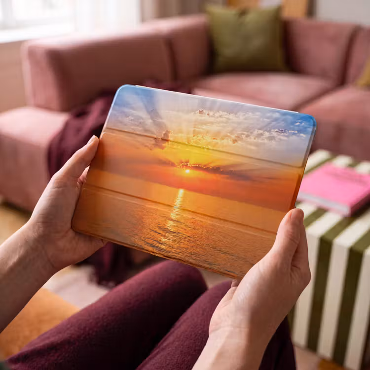 iPad hoes - Zonsondergang - Zee - Lucht - Oranje - Horizon - Water — 4
