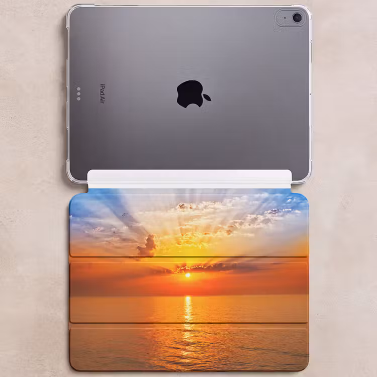 iPad hoes - Zonsondergang - Zee - Lucht - Oranje - Horizon - Water — 6