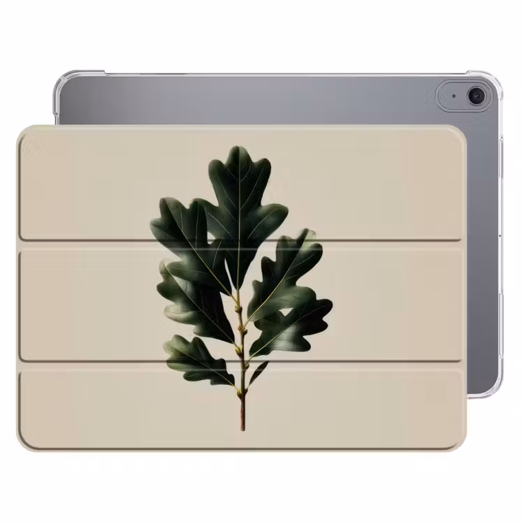 iPad hoes - Eikenbladeren - Beige - Groen - Golvende randen — 1