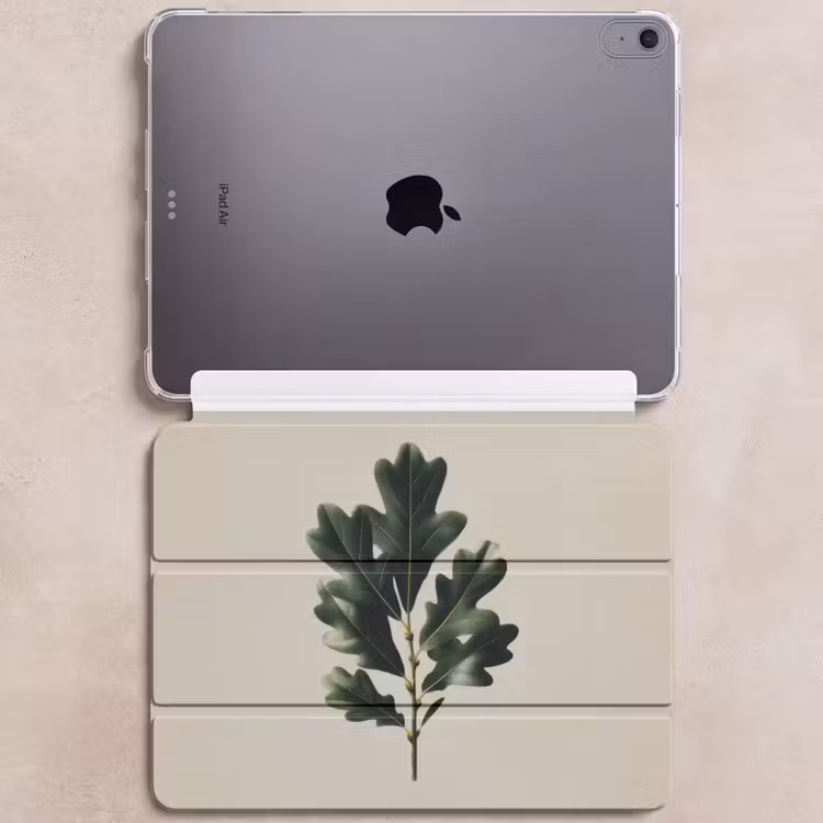 iPad hoes - Eikenbladeren - Beige - Groen - Golvende randen — 6