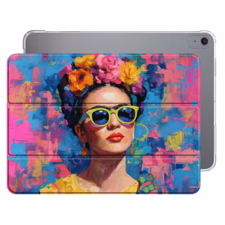 iPad hoes - Vrolijk portret - Vrouw - Bloemenkroon — 1