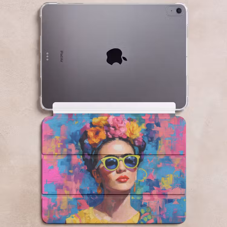 iPad hoes - Vrolijk portret - Vrouw - Bloemenkroon — 6