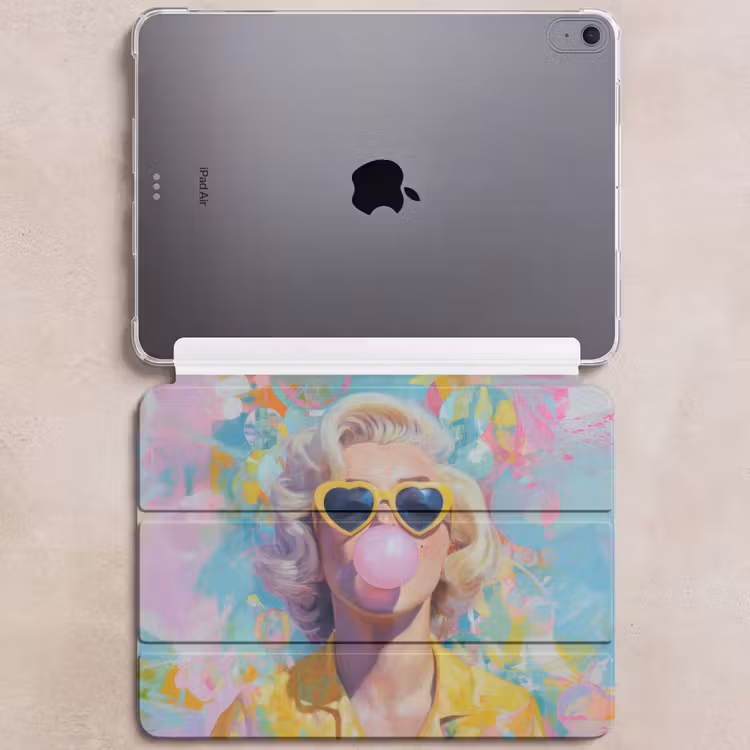 iPad hoes - Vrouw - Blond - Roze kauwgom - Kleurrijk - Pastel — 6