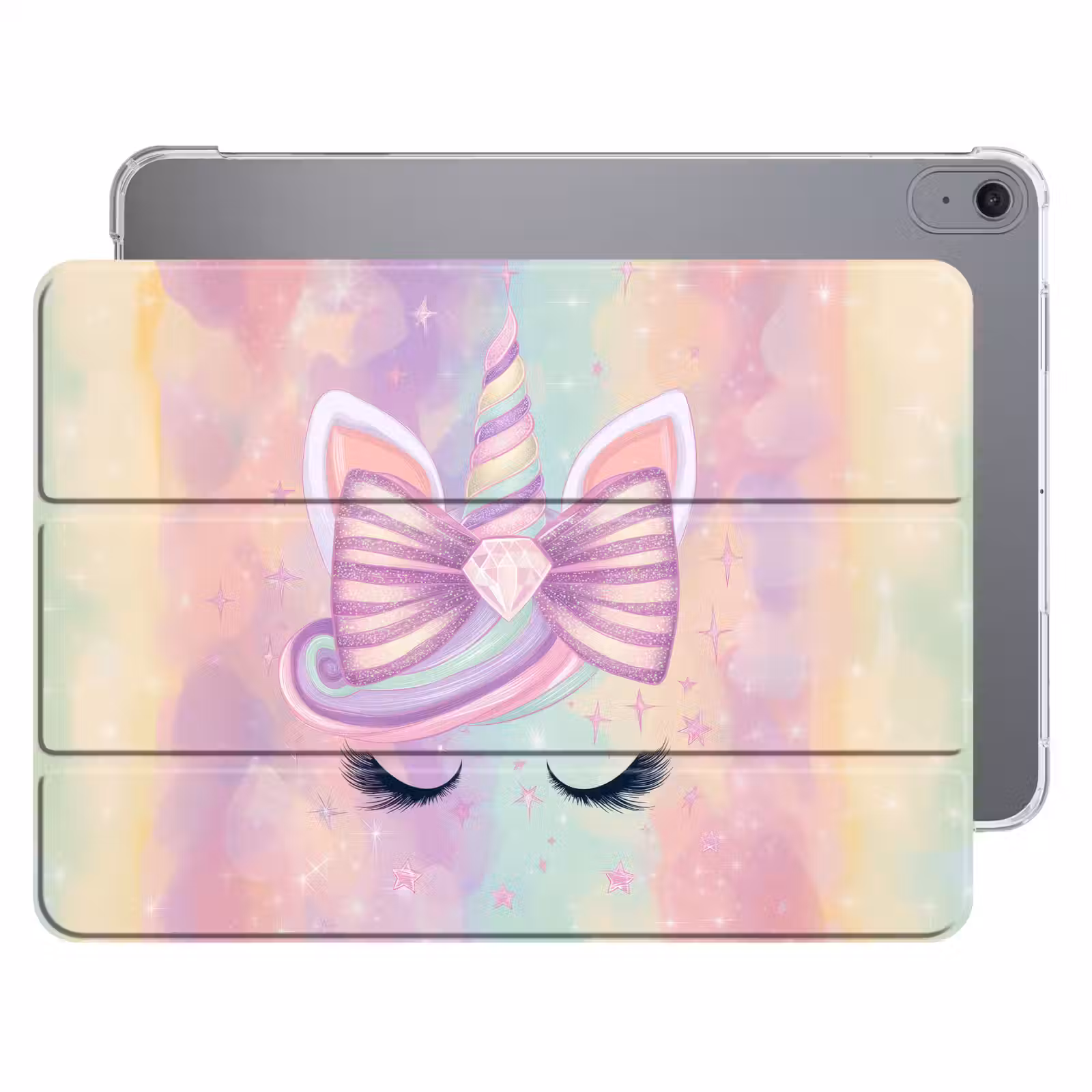 iPad hoes - Eenhoorn - Glitters - Regenboog - Pastel — 1