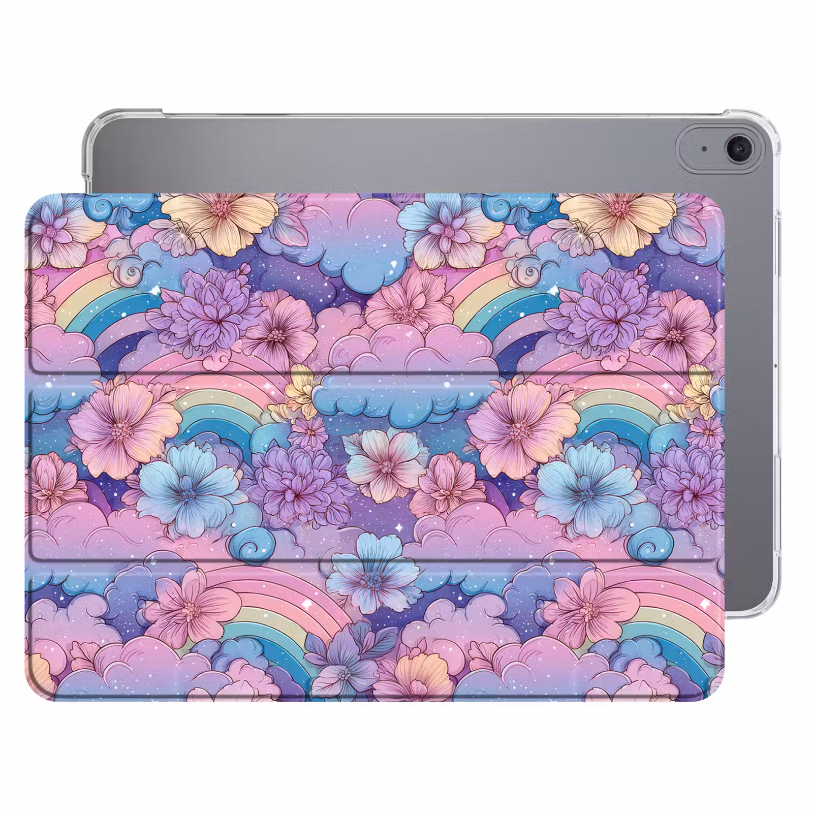 iPad hoes - Regenbogen - Bloemen - Kleurrijk - Wolken — 1
