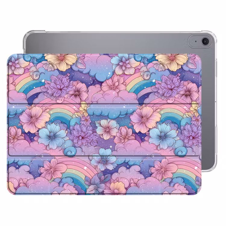 iPad hoes - Regenbogen - Bloemen - Kleurrijk - Wolken — 1