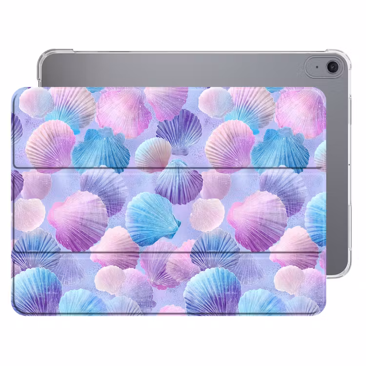 iPad hoes - Schelpen - Paars - Blauw - Patroon — 1