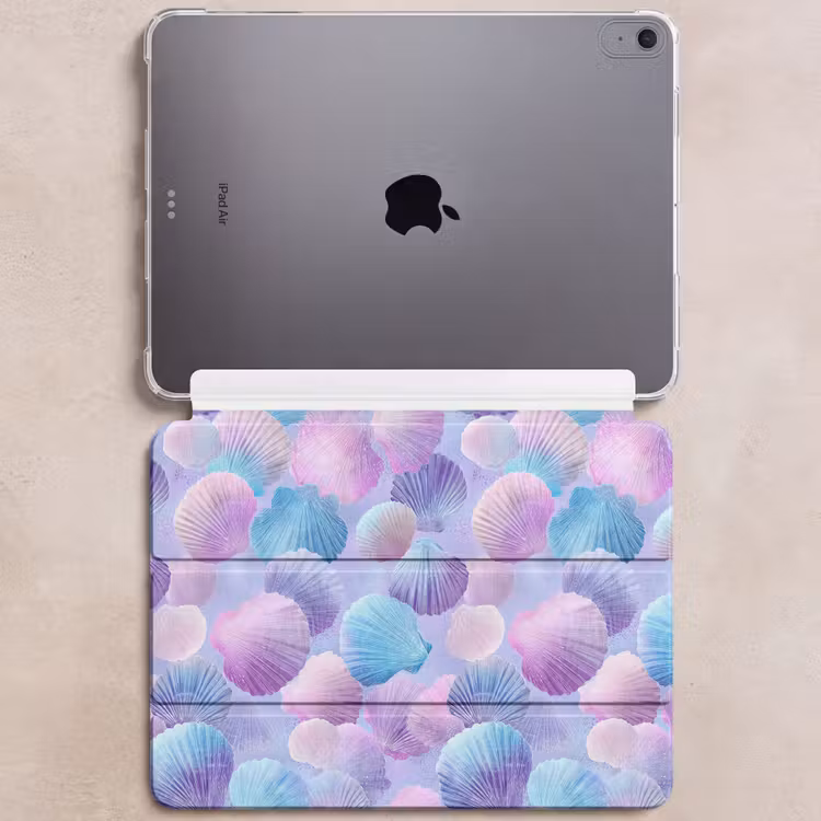 iPad hoes - Schelpen - Paars - Blauw - Patroon — 6