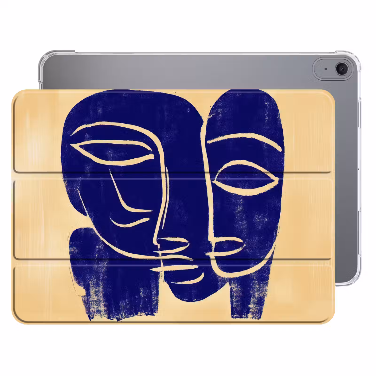 iPad hoes - Okergeel - Blauw - Eenvoudige lijnen — 1