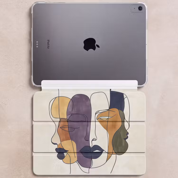 iPad hoes - Abstract - Overlappende gezichten - Paars - Donkergroen — 6