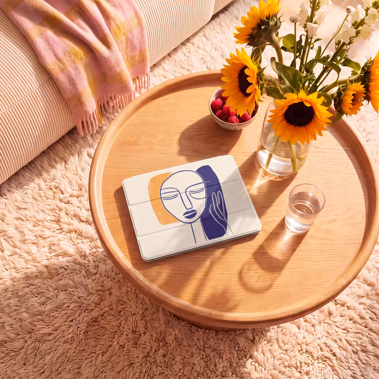 iPad hoes - Minimalistisch - Gezicht - Hand - Oranje - Blauw — 2