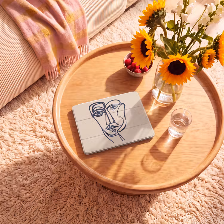 iPad hoes - Minimalistisch - Lijnillustratie - Beige - Donkerblauw — 2