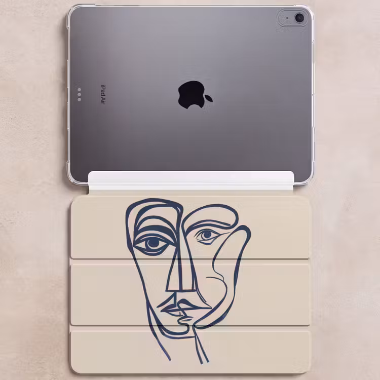 iPad hoes - Minimalistisch - Lijnillustratie - Beige - Donkerblauw — 6