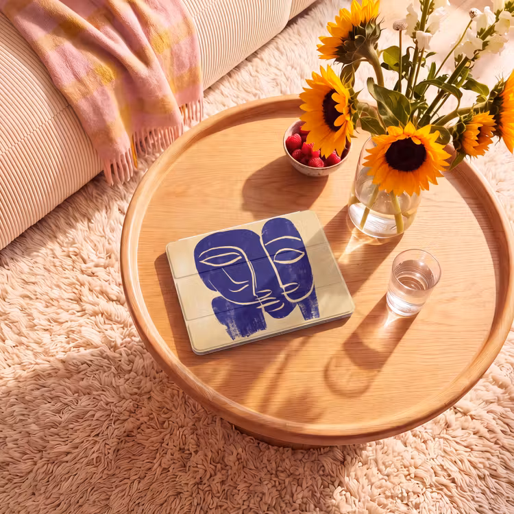iPad hoes - Okergeel - Blauw - Eenvoudige lijnen — 2