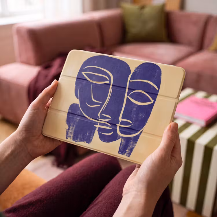 iPad hoes - Okergeel - Blauw - Eenvoudige lijnen — 4