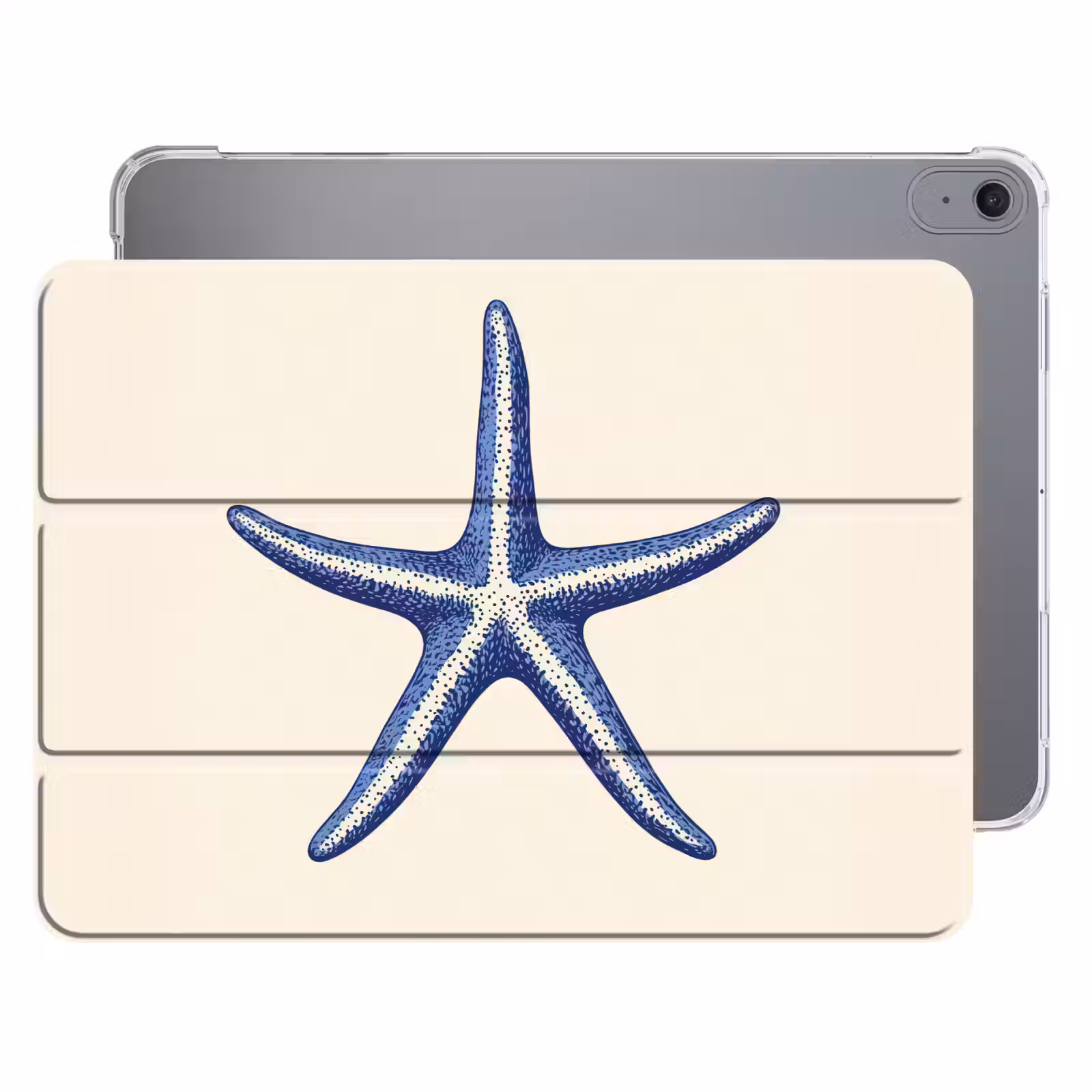 iPad hoes - Blauwe zeester - Minimalistisch - Beige — 1