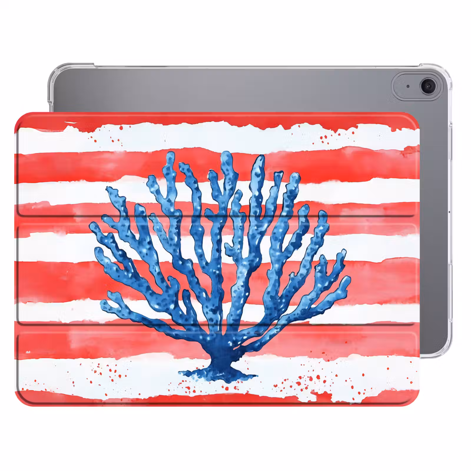 iPad hoes - Koraal - Verfstructuur - Rood - Blauw — 1