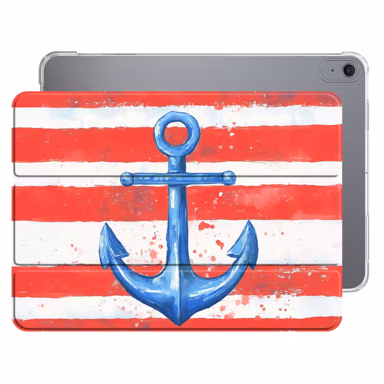 iPad hoes - Anker - Verfspatten - Rood - Blauw — 1