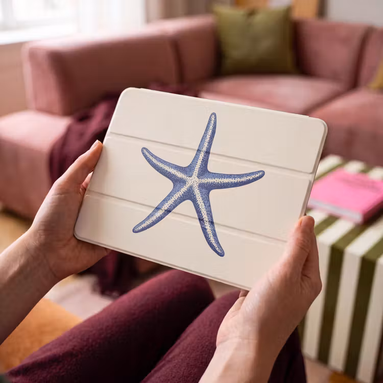 iPad hoes - Blauwe zeester - Minimalistisch - Beige — 4