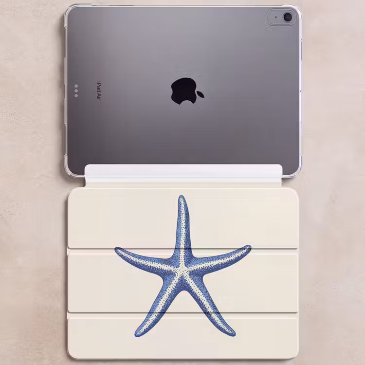 iPad hoes - Blauwe zeester - Minimalistisch - Beige — 6