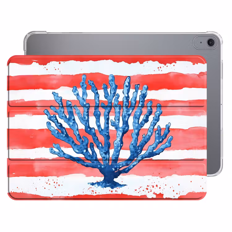 iPad hoes - Koraal - Verfstructuur - Rood - Blauw — 1
