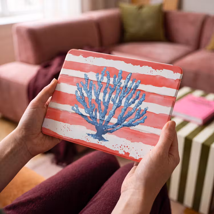 iPad hoes - Koraal - Verfstructuur - Rood - Blauw — 4