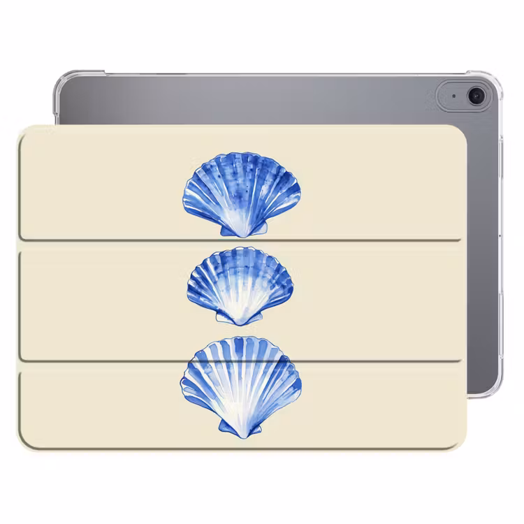iPad hoes - Schelpen - Blauw - Beige — 1