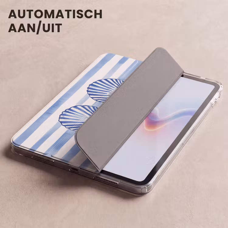 iPad hoes - Vier schelpen - Blauw - Wit - Strepen — 5