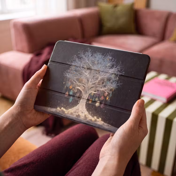iPad hoes - Sneeuwboom - Lichtjes - Wit - Kleurrijk — 4