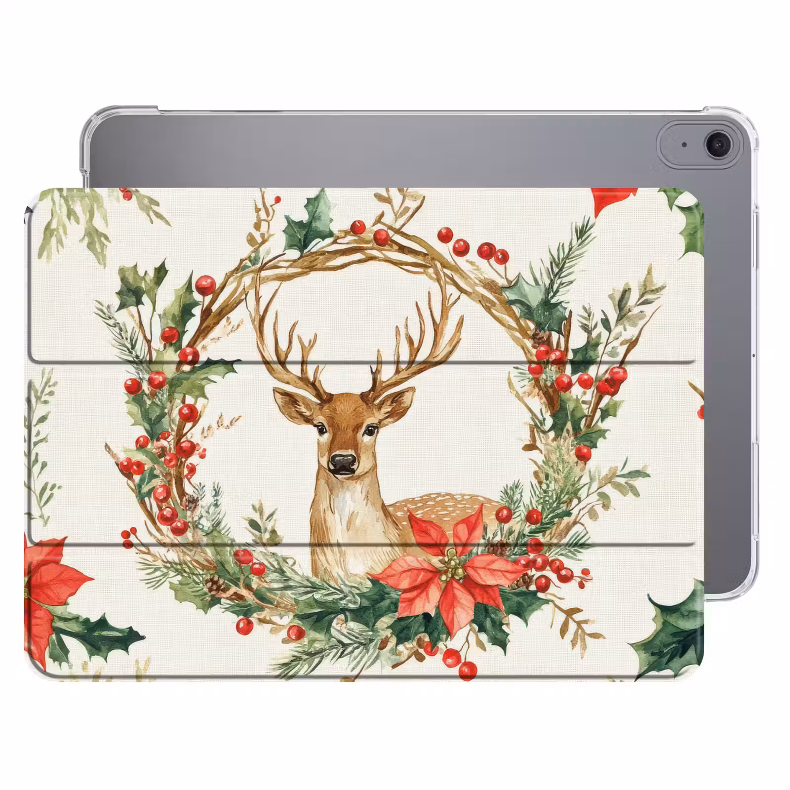 iPad hoes - Kerstkrans - Hert - Hulst - Rood — 1