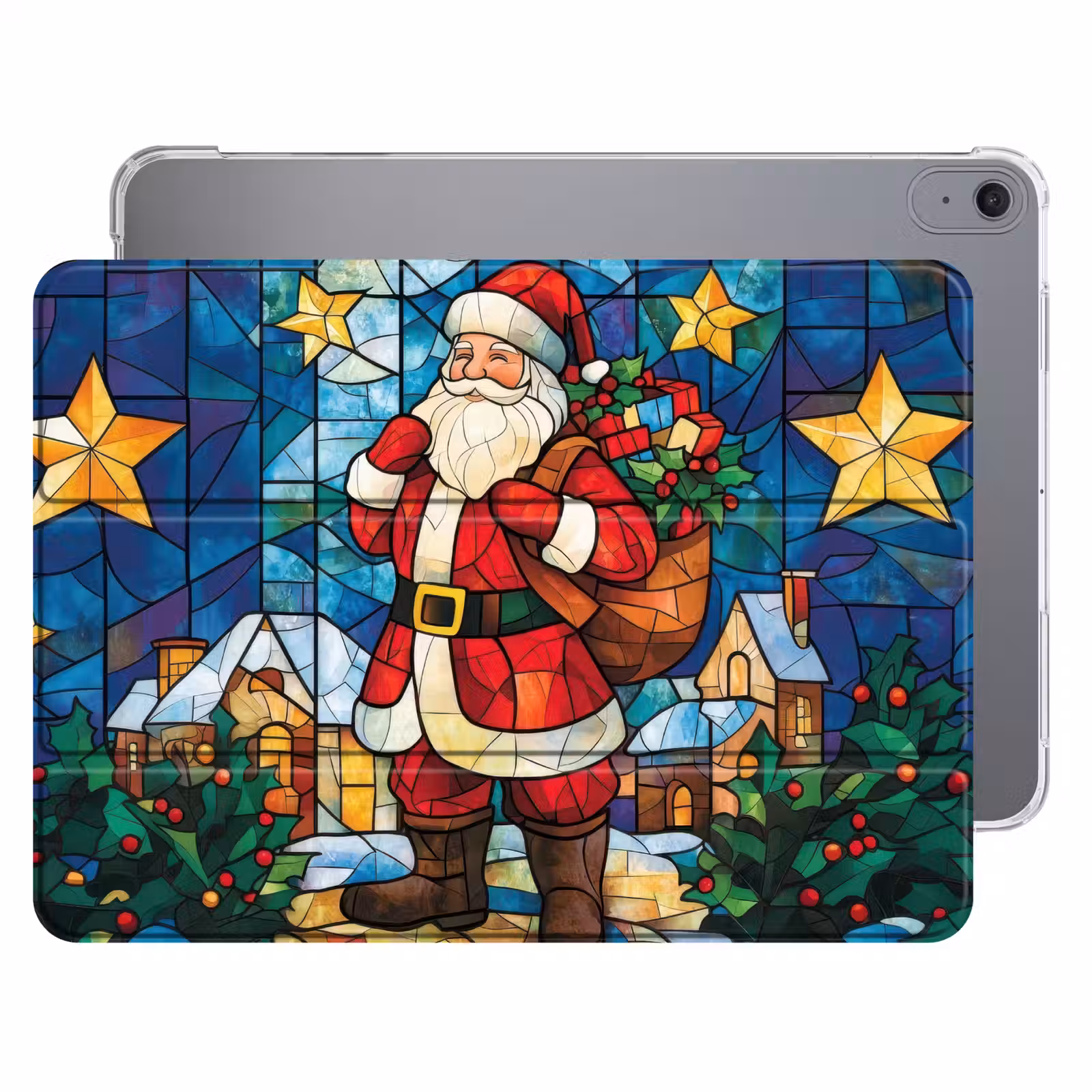 iPad hoes - Kerstman - Glas - Kleurrijk — 1