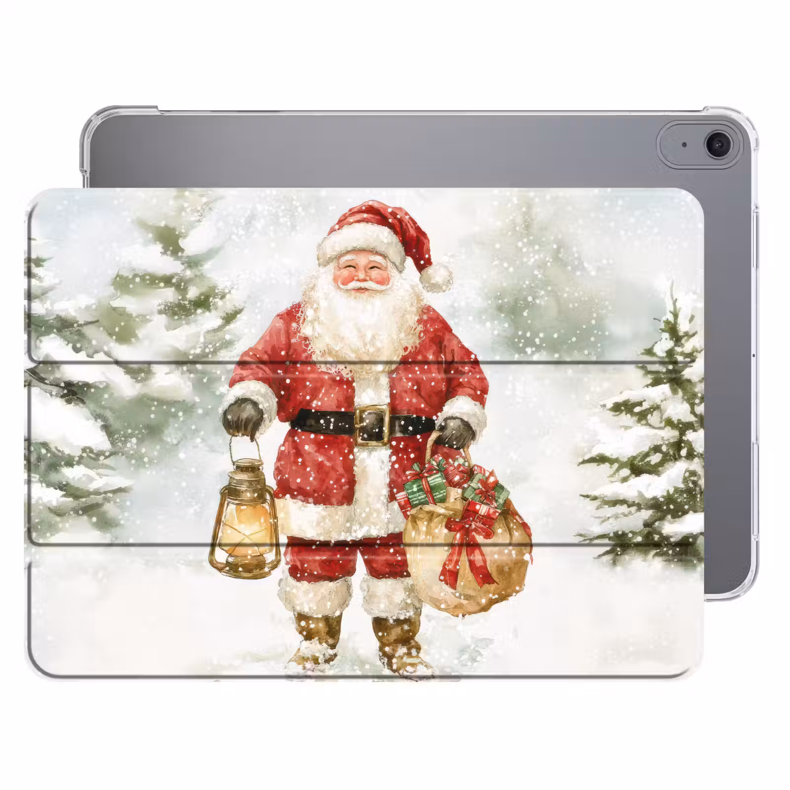 iPad hoes - Kerstman- Winter - Sneeuw - Wit - Rood — 1