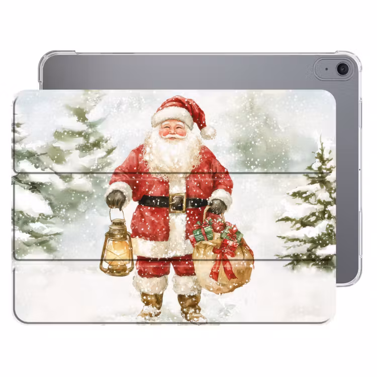 iPad hoes - Kerstman- Winter - Sneeuw - Wit - Rood — 1