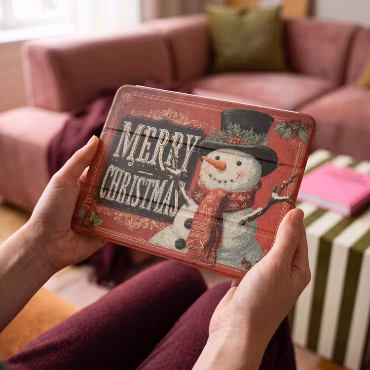 iPad hoes - Klassiek - Kerstgroet - Sneeuwpop - Rood — 4